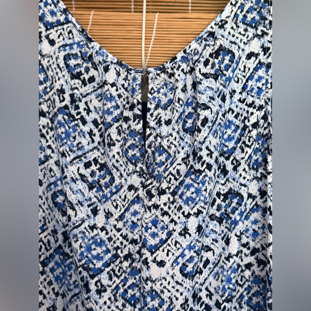 GAP Blue and White Sleeveless V-Neck Midi Romper - Picture 8 of 11